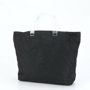 Prada Tessuto shoulder clear handles tote triangle bag logo